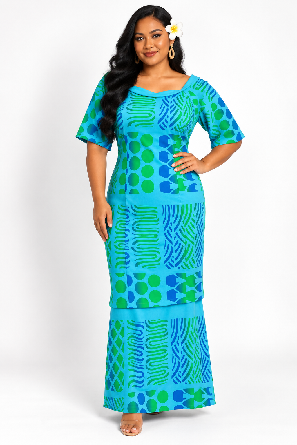Blue & Green Puletasi Size 18