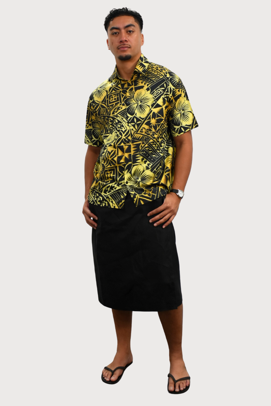 SHIRT - COLLARED BUTTON UP - GOLD & BLACK