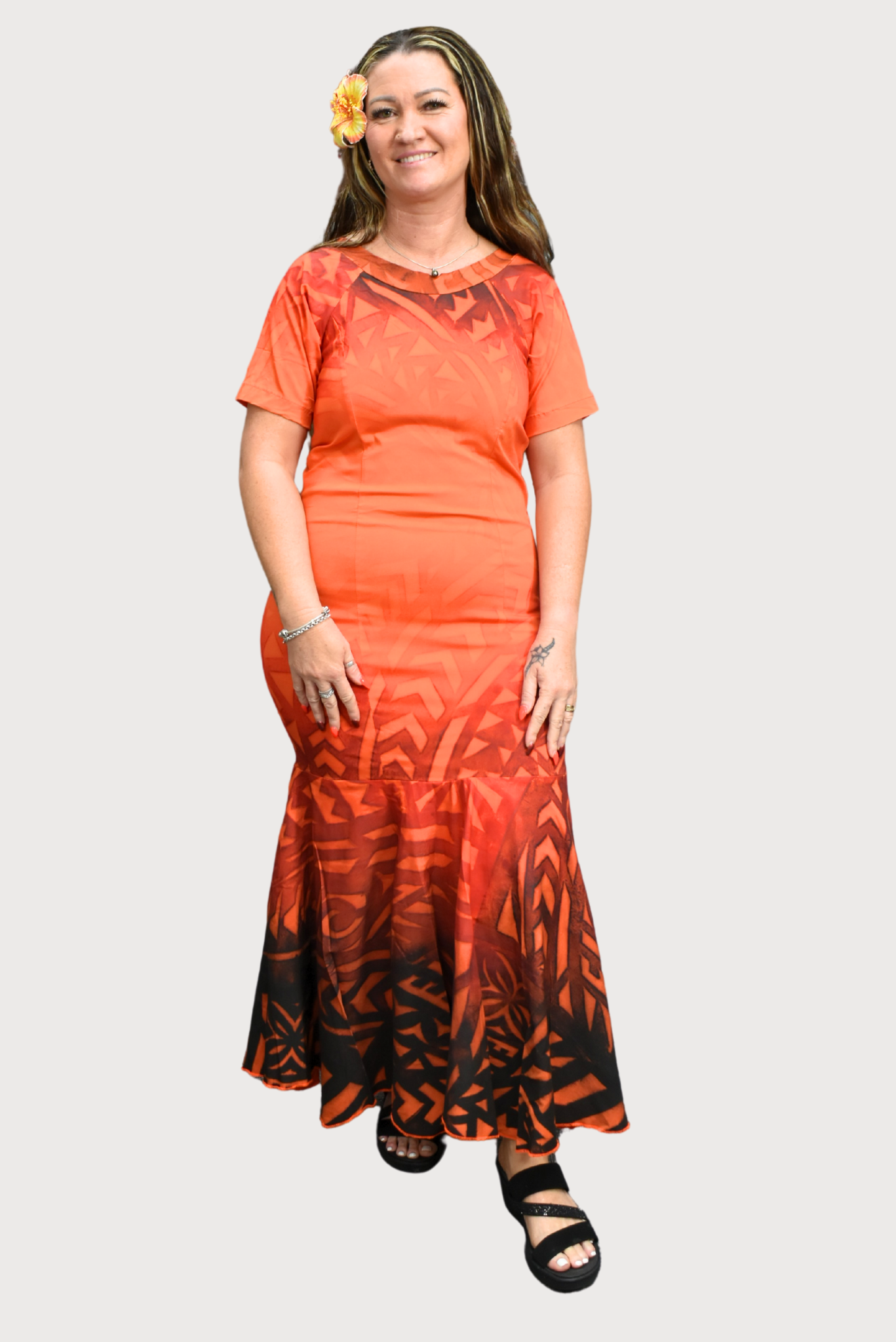 ORANGE & BLACK MERMAID DRESS