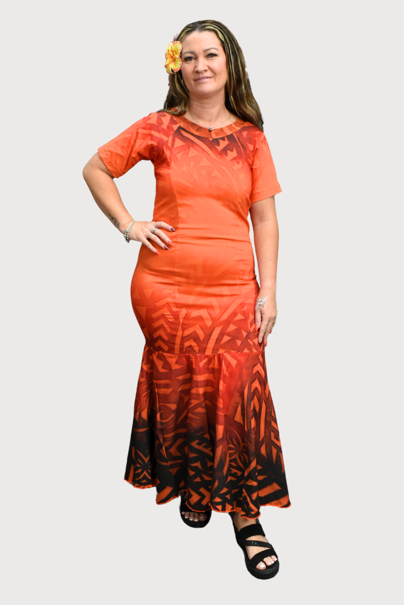 ORANGE & BLACK MERMAID DRESS
