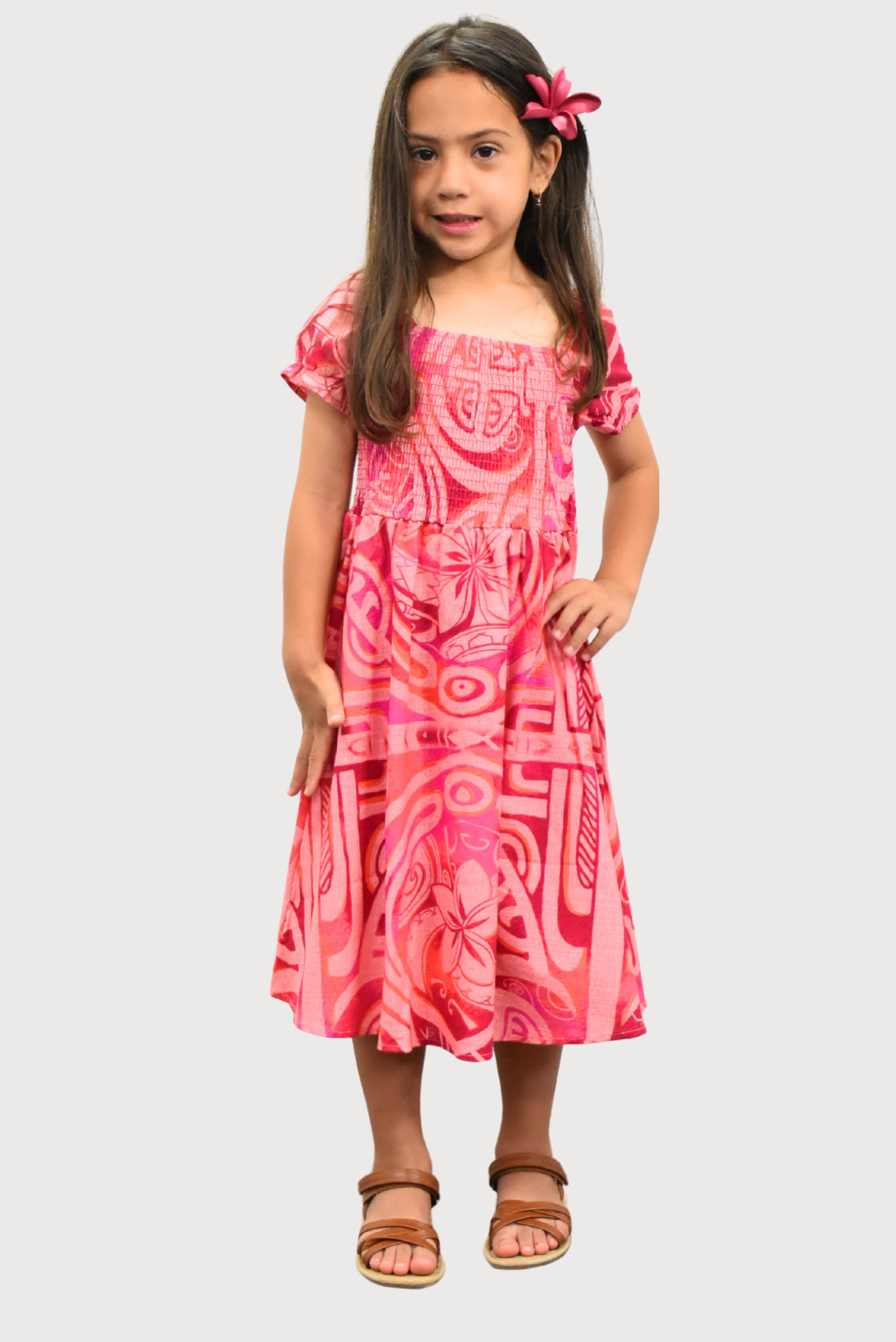 XENIA GIRLS DRESS - FLOWY DRESS - PINK & RED