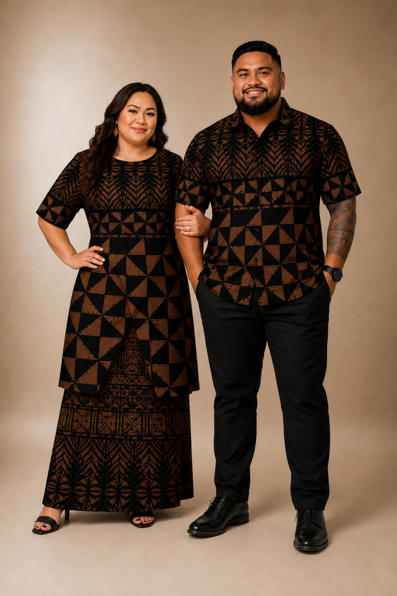 (PRE-ORDER) MENS COLLARED SHIRT - BROWN & BLACK