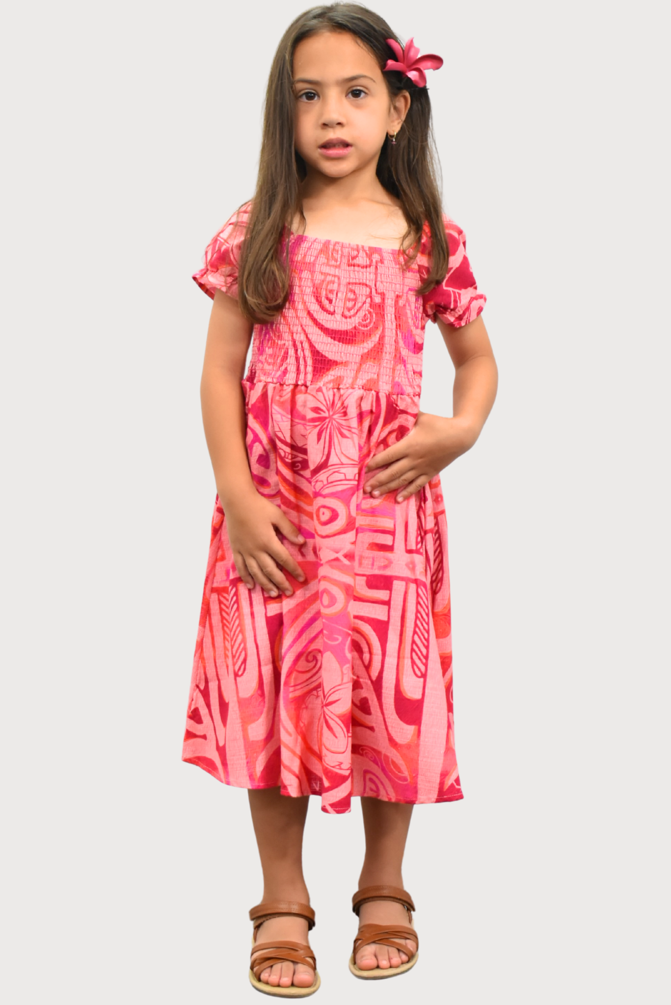XENIA GIRLS DRESS - FLOWY DRESS - PINK & RED
