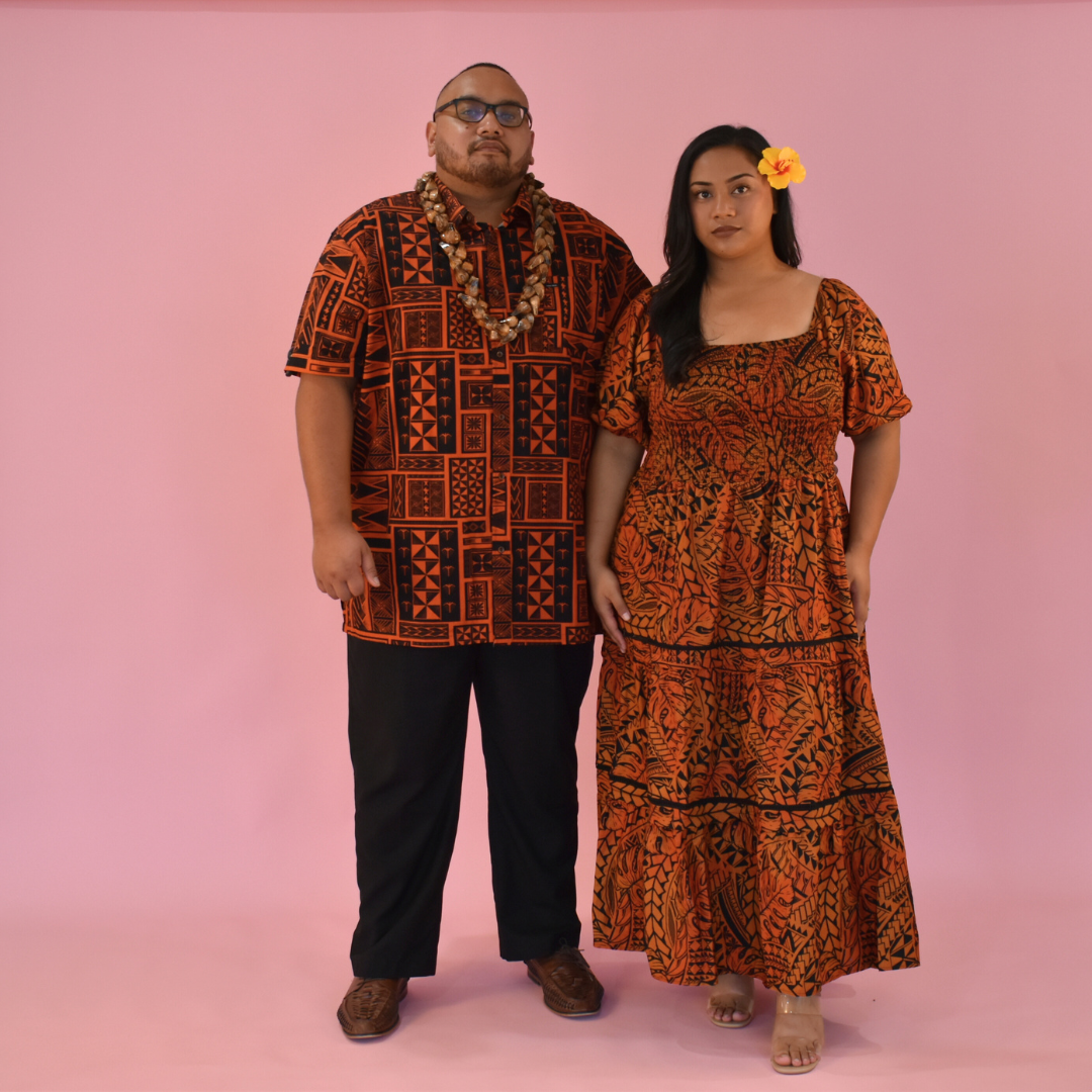 SIONE SHIRT - COLLARED BUTTON UP - ORANGE