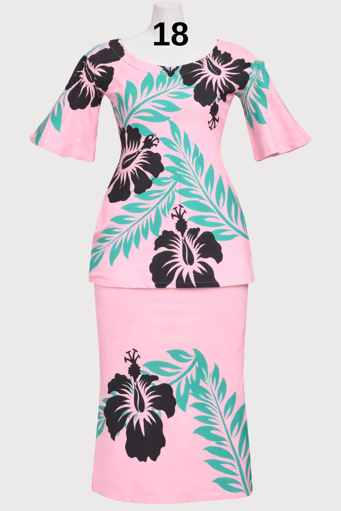 PINK & BLACK FLORAL PULETASI - SIZE 18