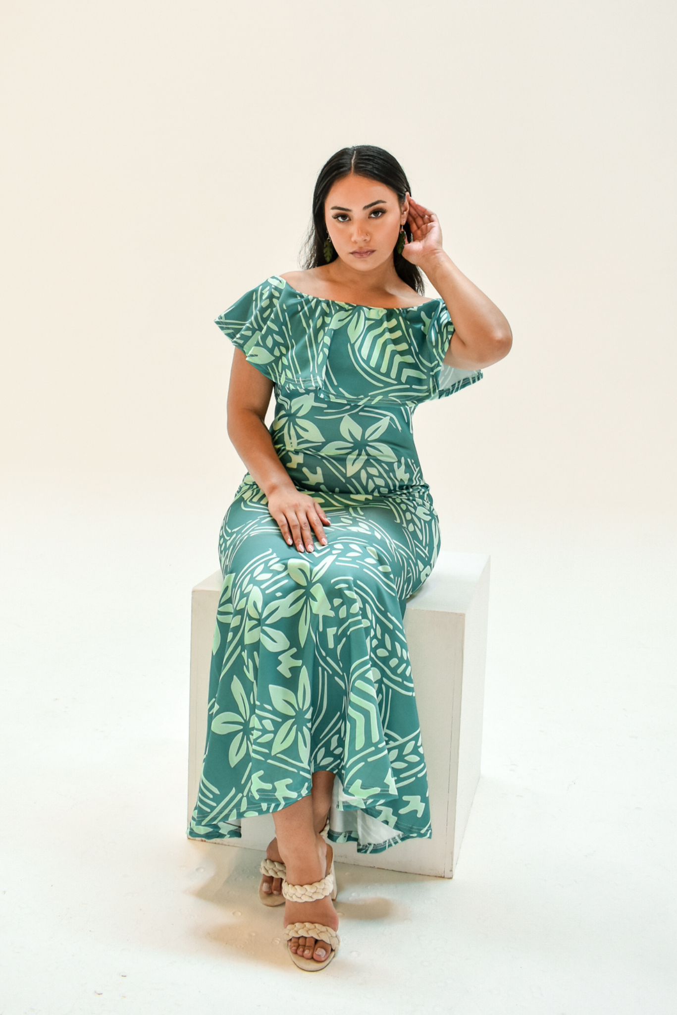 SILIVIA DRESS - OFF SHOULDER FRILL MAXI DRESS