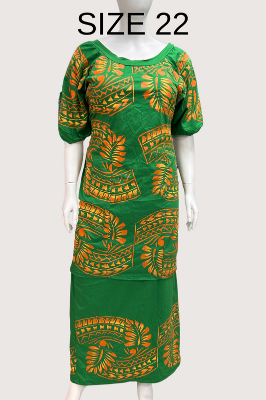 GREEN & YELLOW PULETASI - SIZE 22
