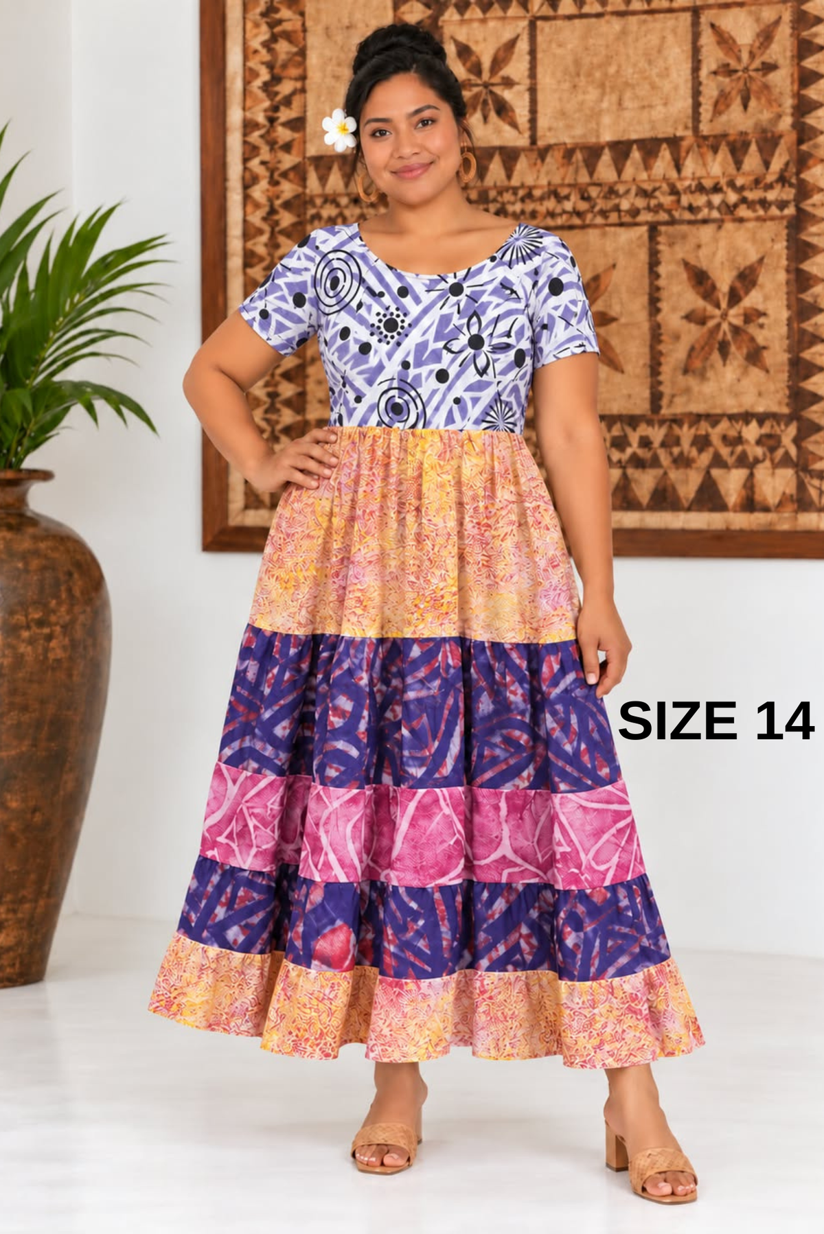 Purple & Orange Layered Dress Size 14