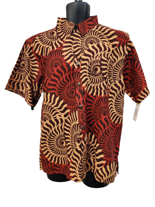 Brown Maroon Fijian Collared Men Shirt - Size XL