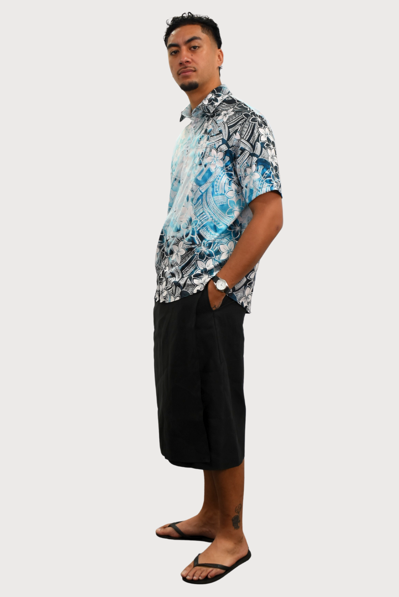 SHIRT - COLLARED BUTTON UP - LIGHT BLUE & WHITE