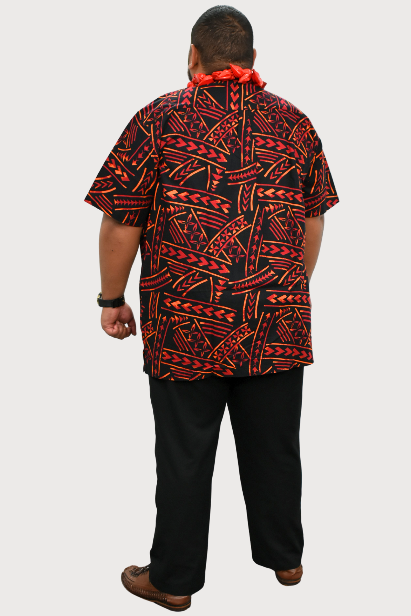 DANIEL SHIRT - COLLARED BUTTON UP - BLACK & ORANGE