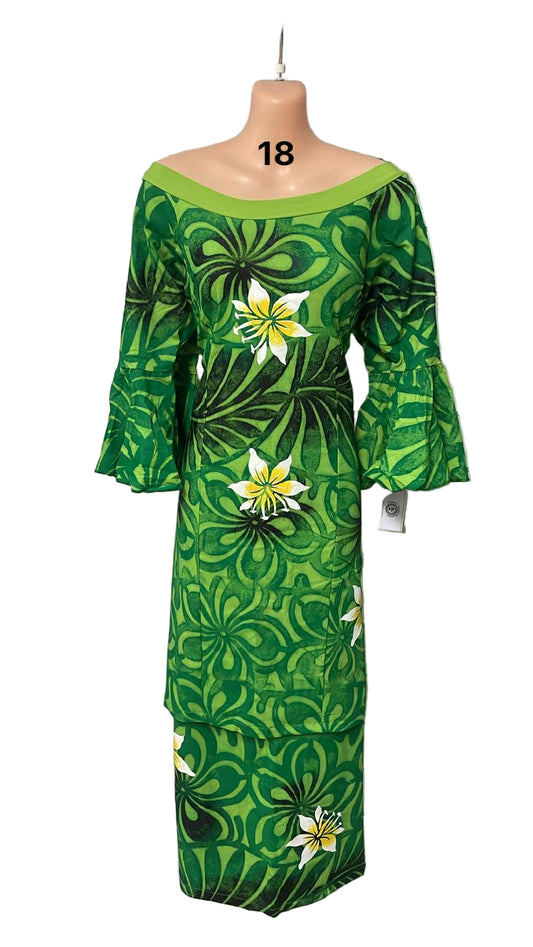 Green Floral Puletasi Size 18