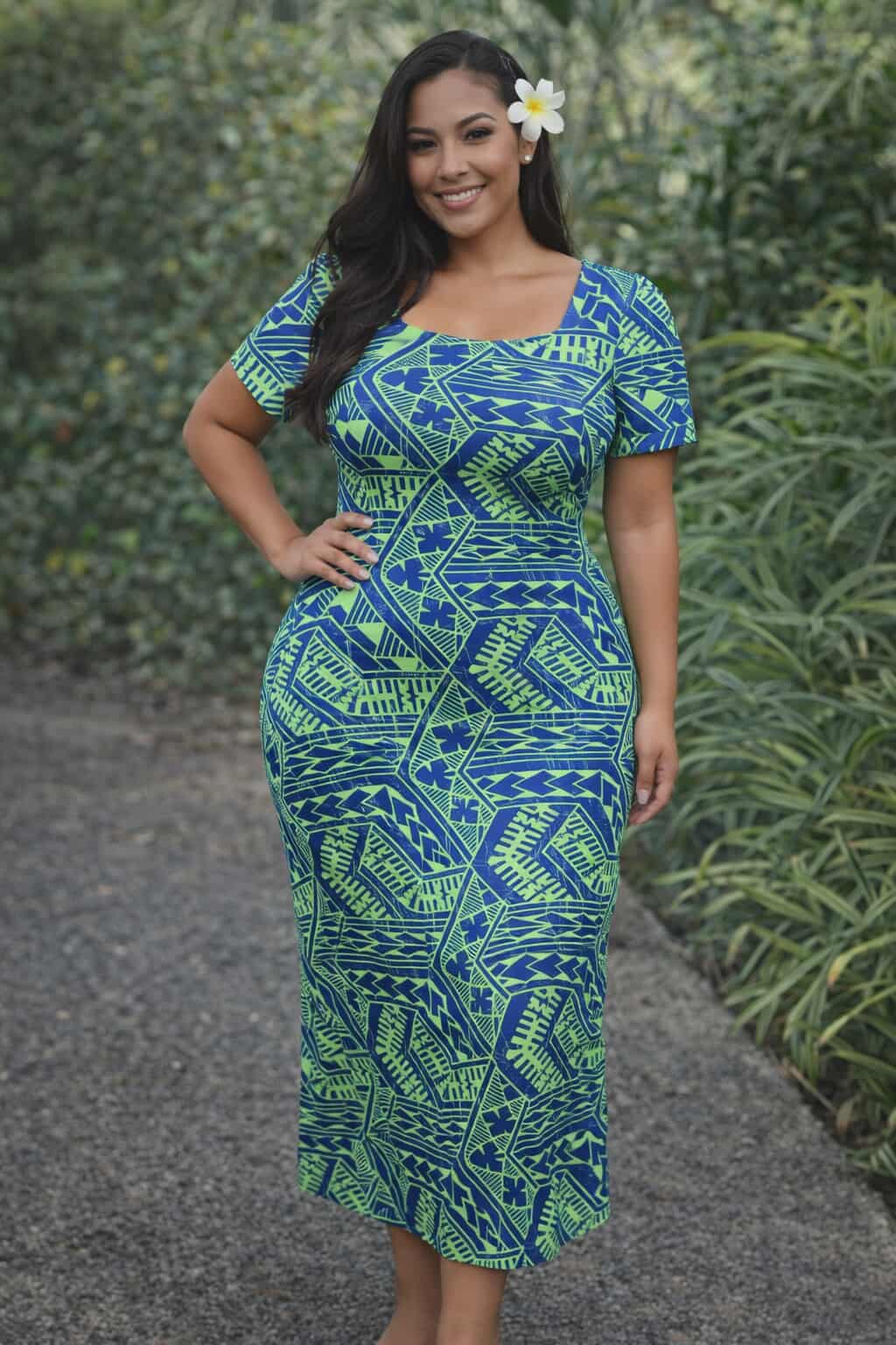 NYZA DRESS - MIDI DRESS - BLUE & GREEN