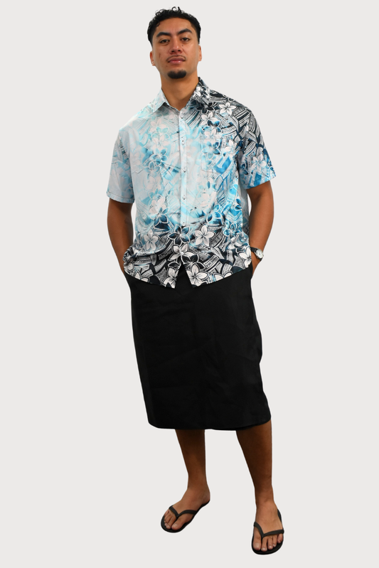 SHIRT - COLLARED BUTTON UP - LIGHT BLUE & WHITE