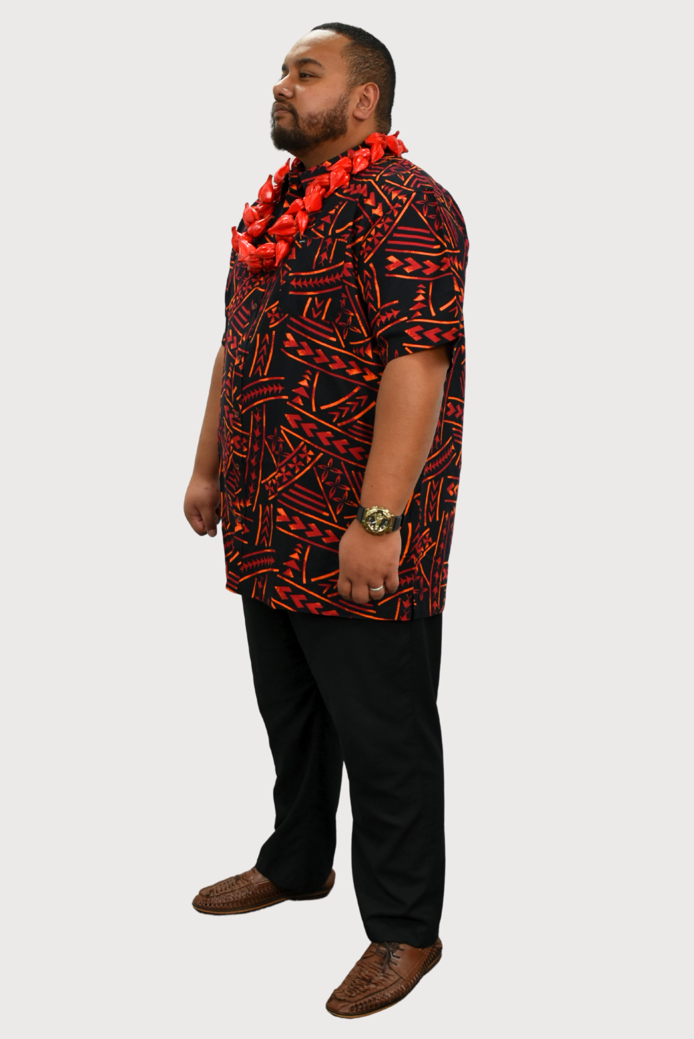 DANIEL SHIRT - COLLARED BUTTON UP - BLACK & ORANGE