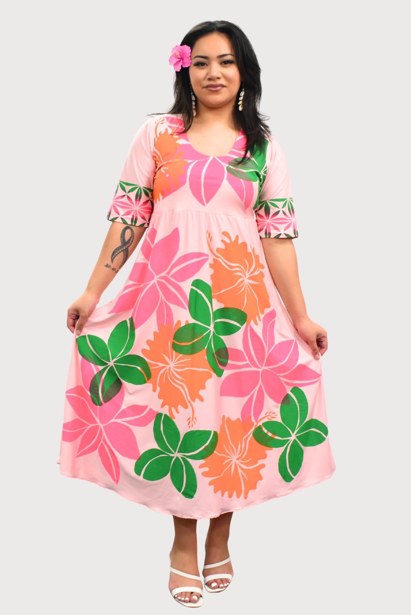 PINK FLORAL HIGHWAIST DRESS