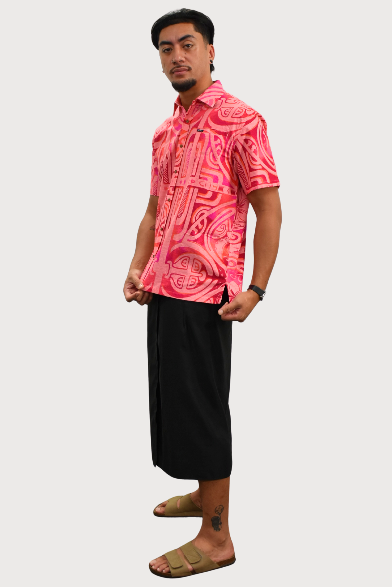 XANDER SHIRT - COLLARED BUTTON UP - PINK & RED