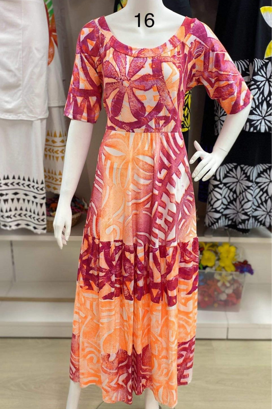 RED MAXI BABY-WAIST TIER DRESS - SIZE 16