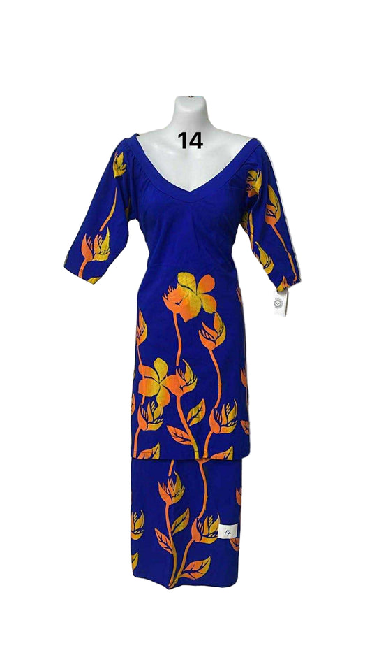 Blue Floral Puletasi Size 14