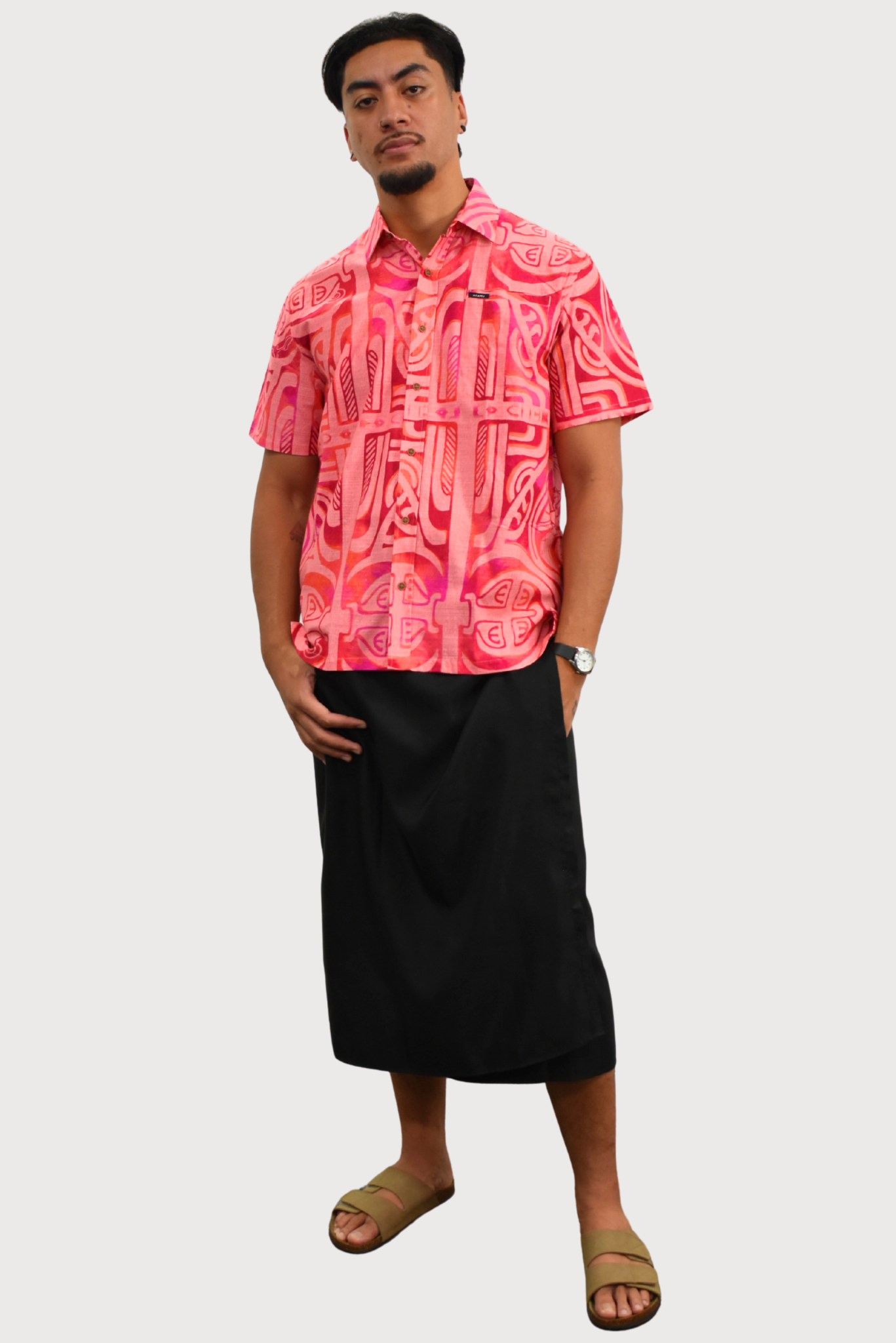 XANDER SHIRT - COLLARED BUTTON UP - PINK & RED