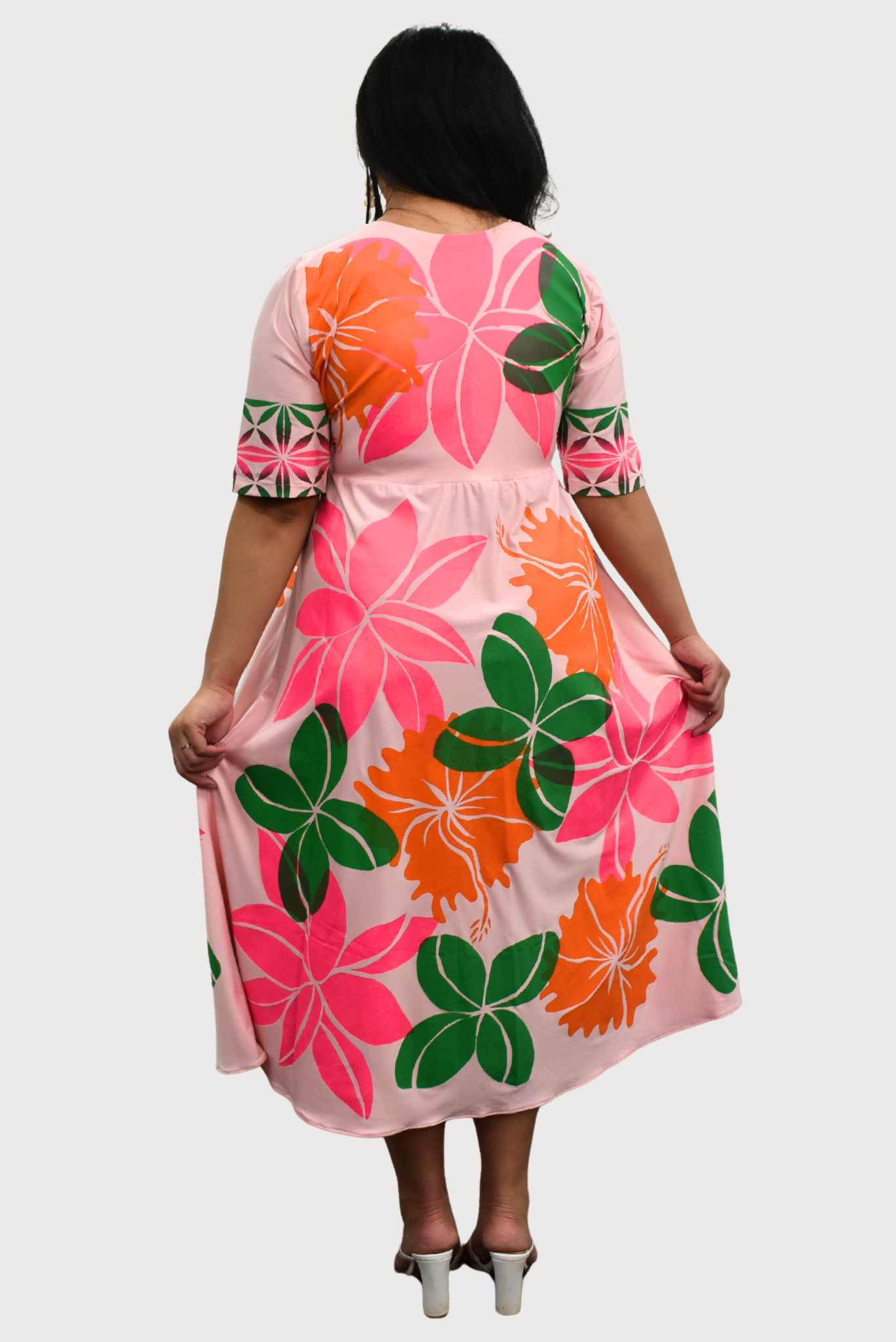 PINK FLORAL HIGHWAIST DRESS