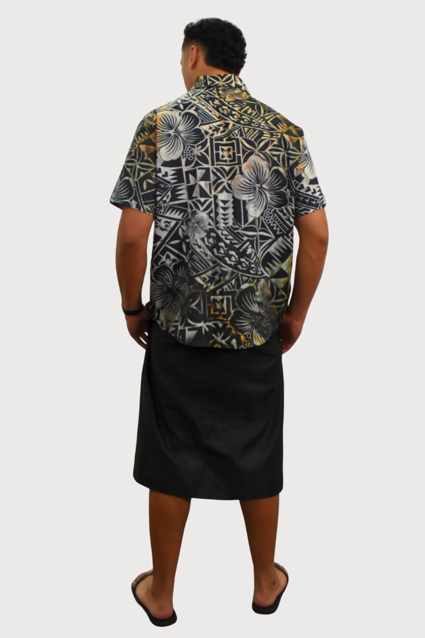 SHIRT - COLLARED BUTTON UP - GREY & BLACK