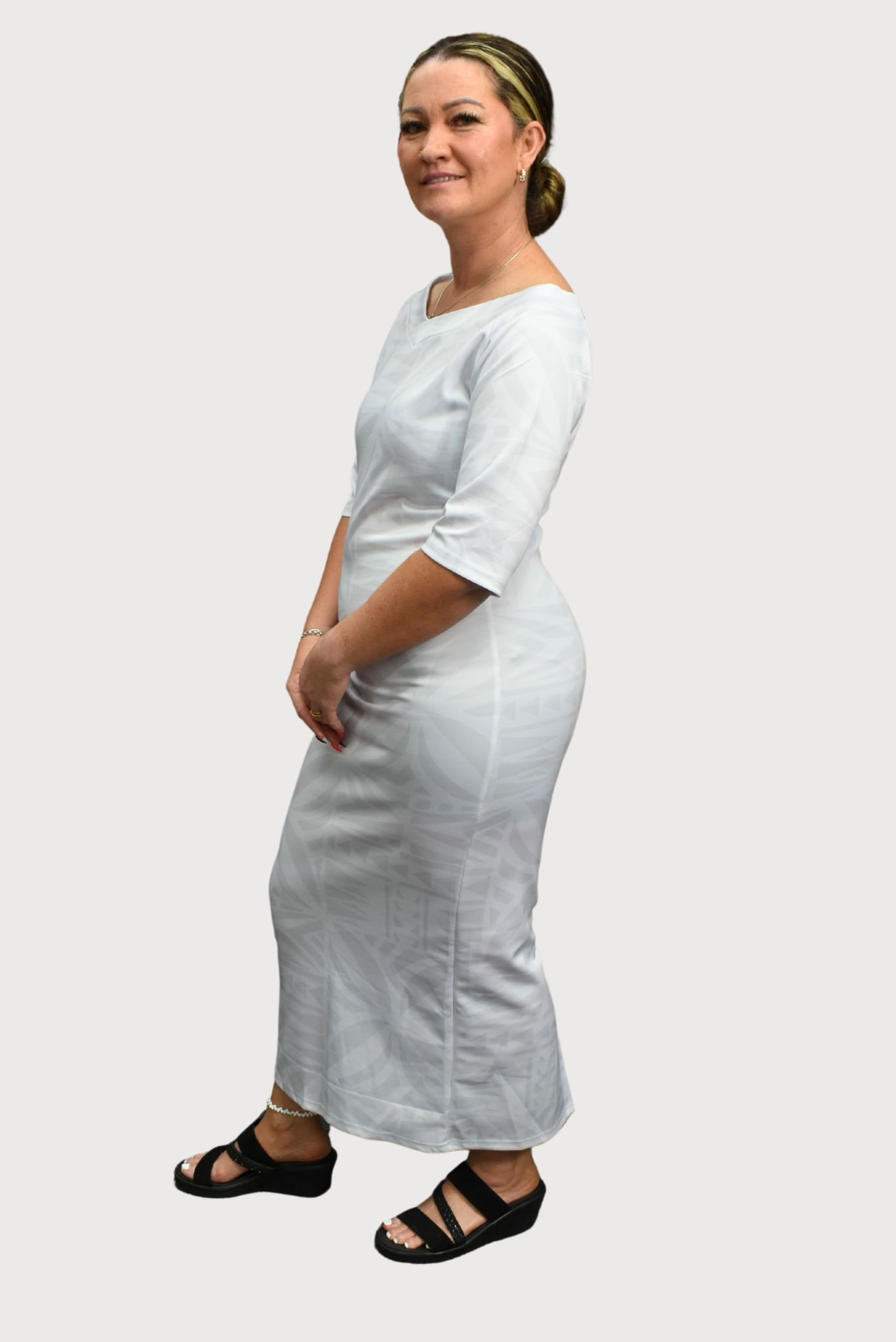 Meeesina Dress - White V-Neck Maxi Dress