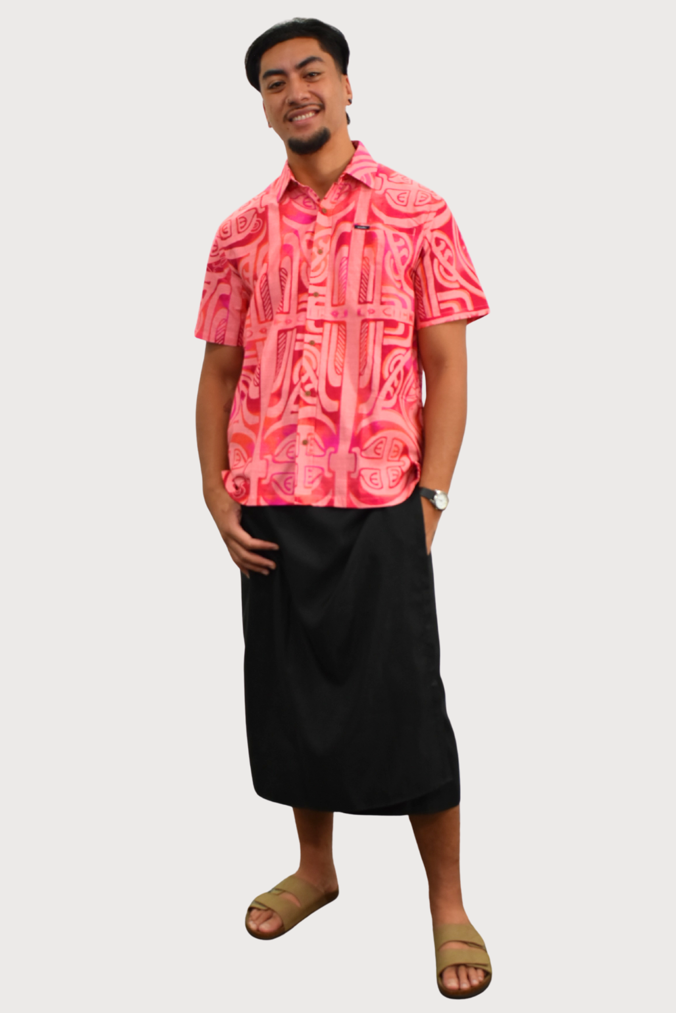 XANDER SHIRT - COLLARED BUTTON UP - PINK & RED