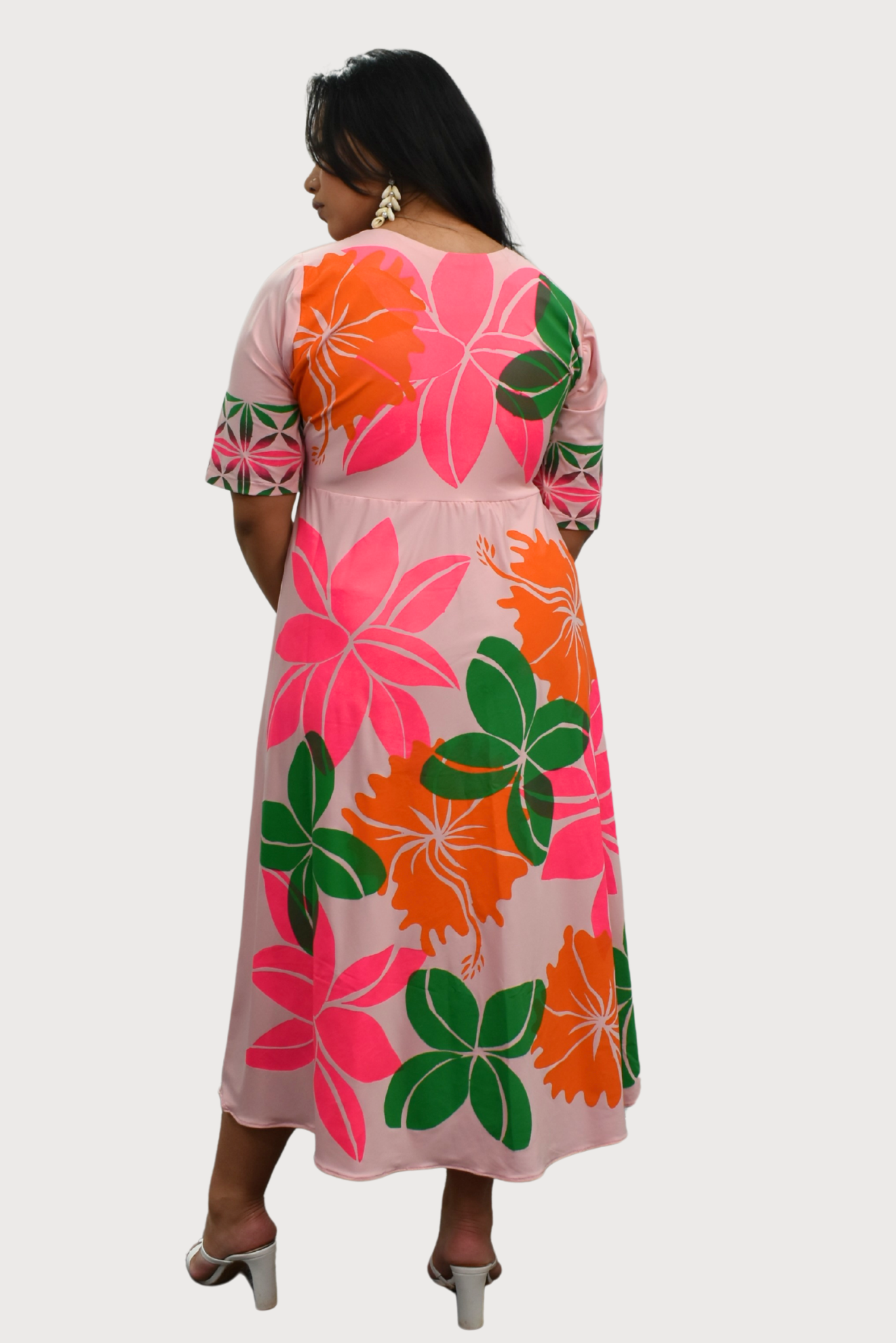 PINK FLORAL HIGHWAIST DRESS