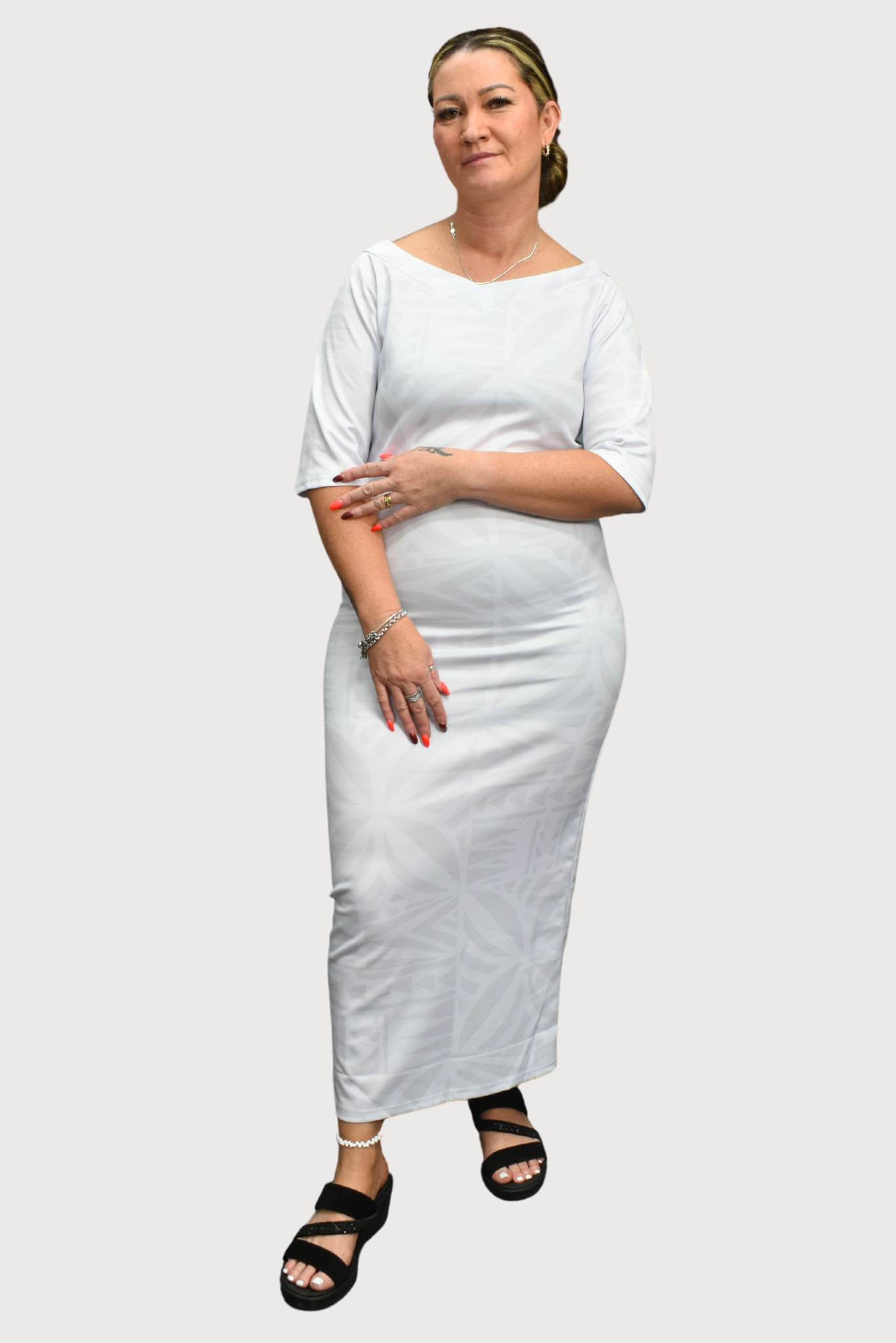 Meeesina Dress - White V-Neck Maxi Dress