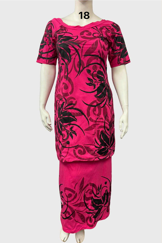 PINK & BLACK FLORAL PULETASI - SIZE 18