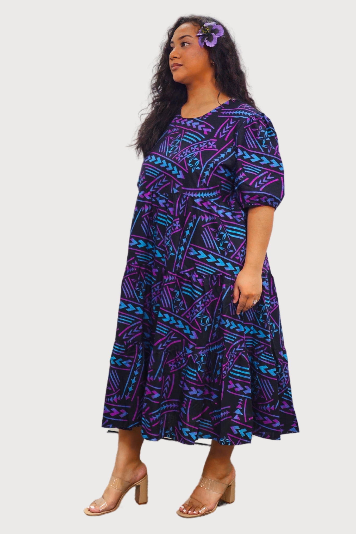 DIANA DRESS - HIGH WAIST DRESS - BLACK & PURPLE