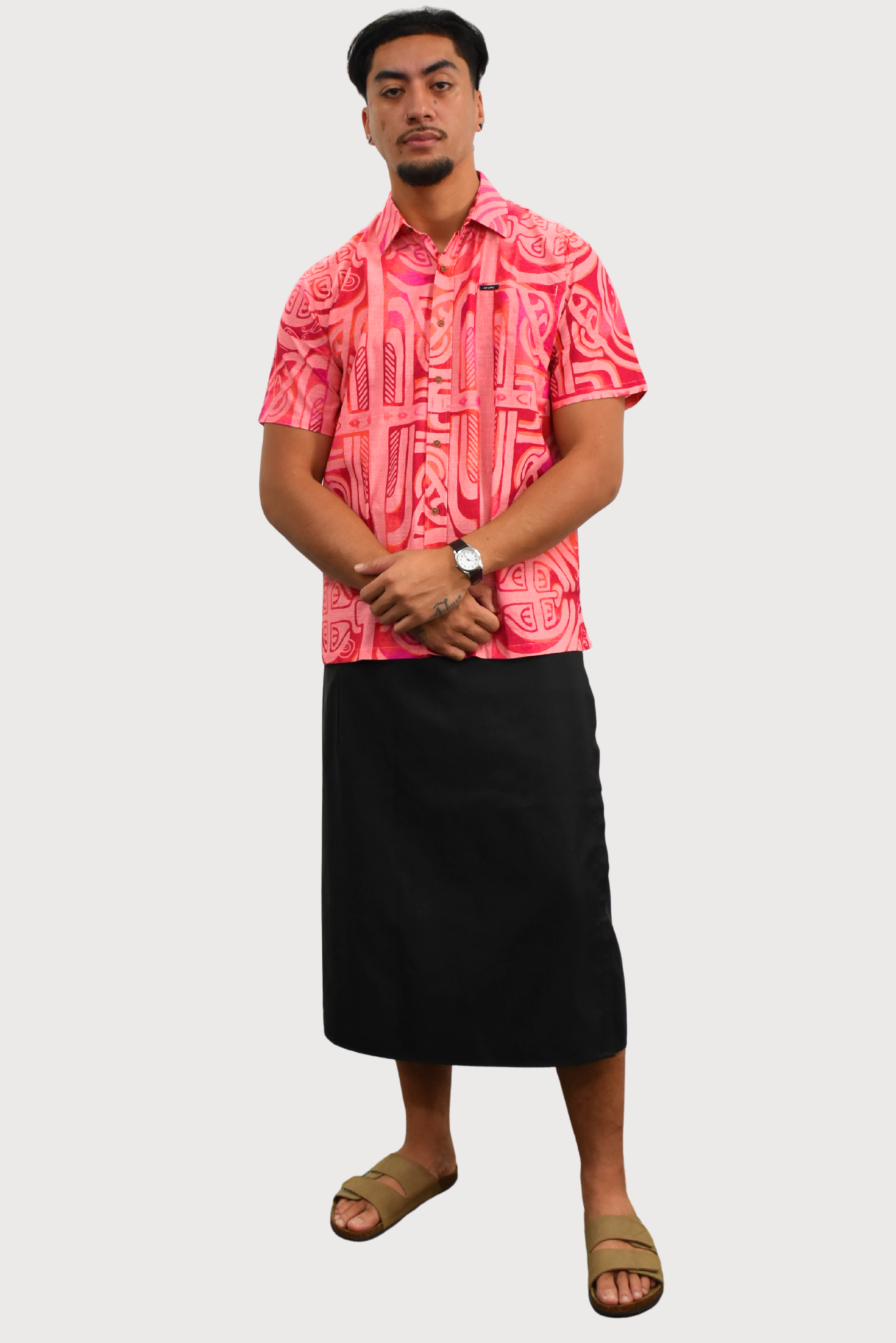 XANDER SHIRT - COLLARED BUTTON UP - PINK & RED