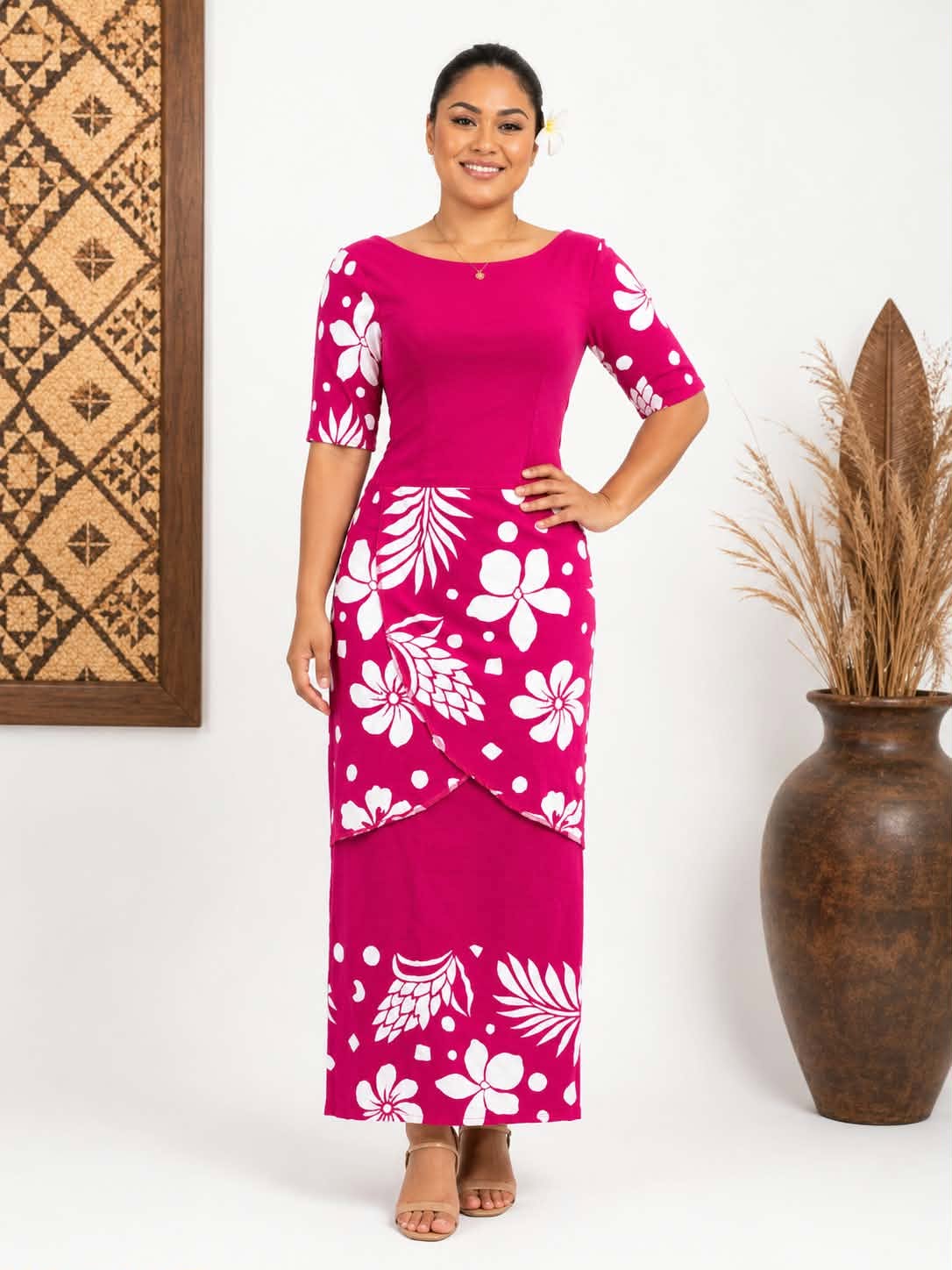 PINK WHITE PULETASI SIZE 14