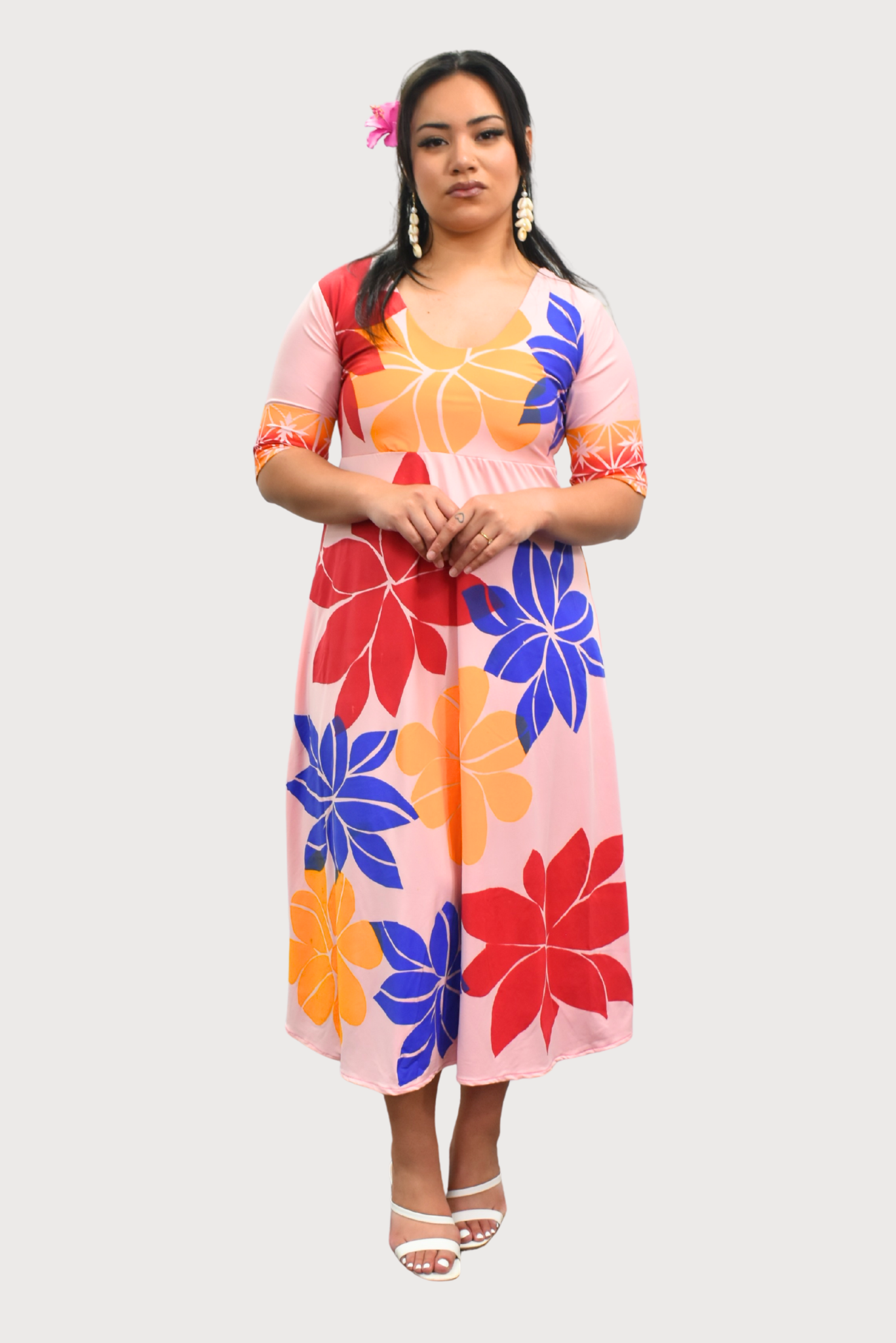 PINK FLORAL HIGHWAIST DRESS