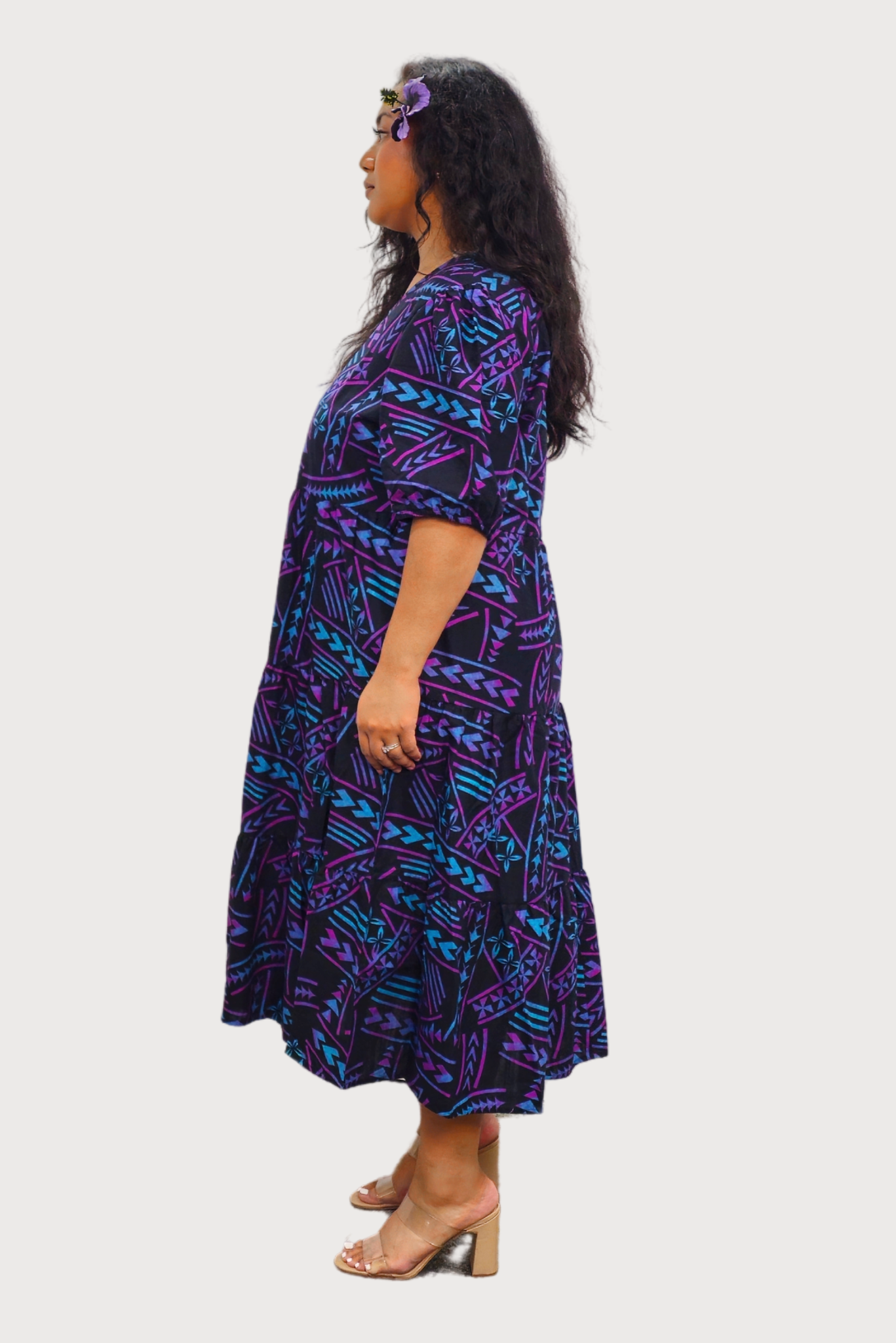 DIANA DRESS - HIGH WAIST DRESS - BLACK & PURPLE