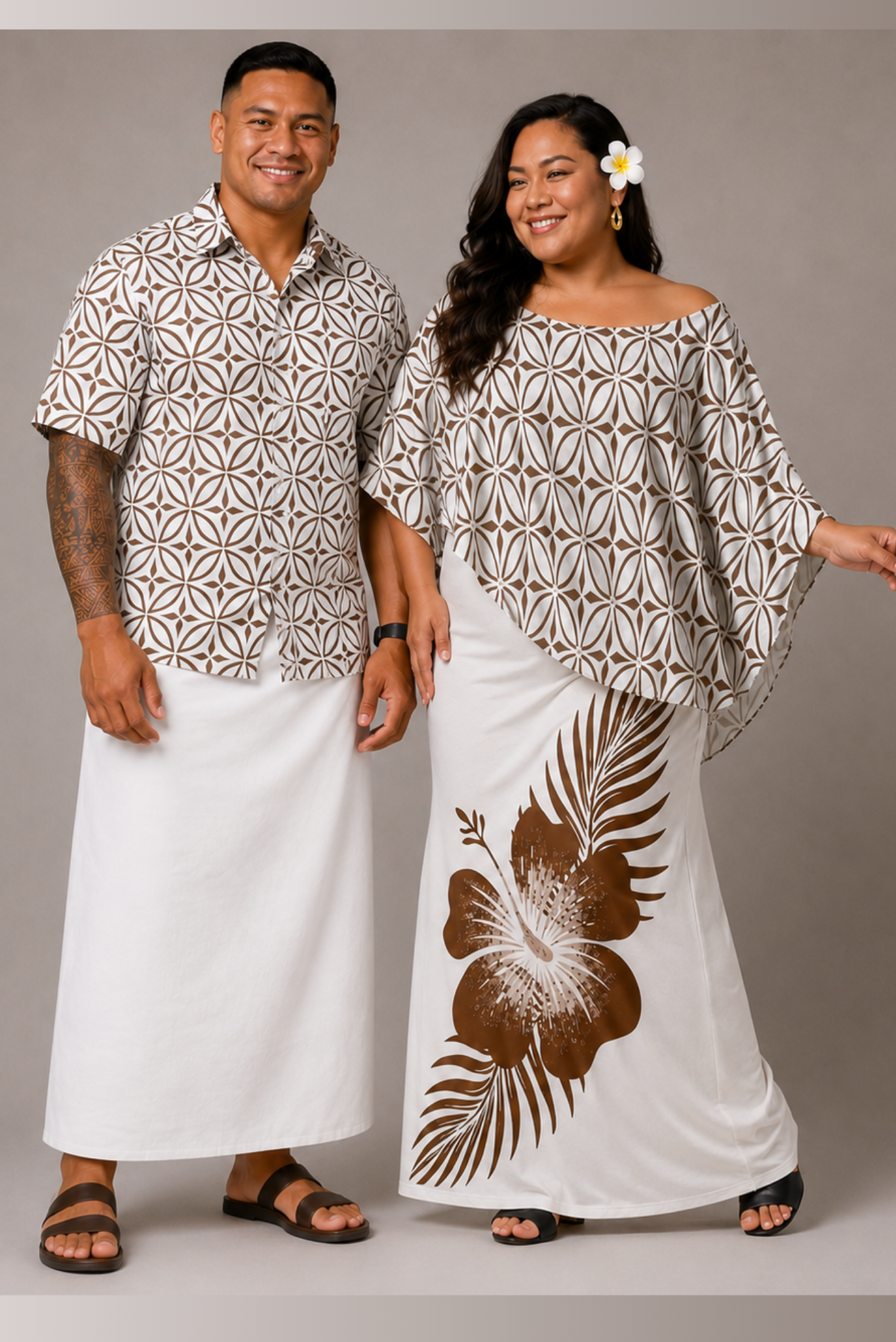 (PRE-ORDER) CAPE MAXI DRESS - BROWN & WHITE FLORAL