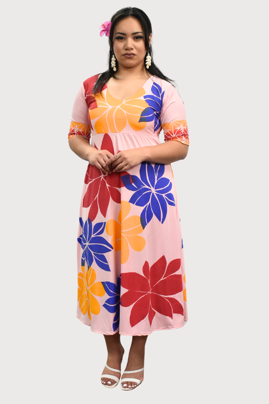 PINK FLORAL HIGHWAIST DRESS