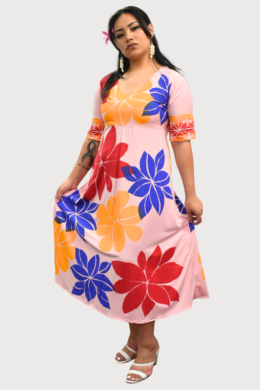 PINK FLORAL HIGHWAIST DRESS