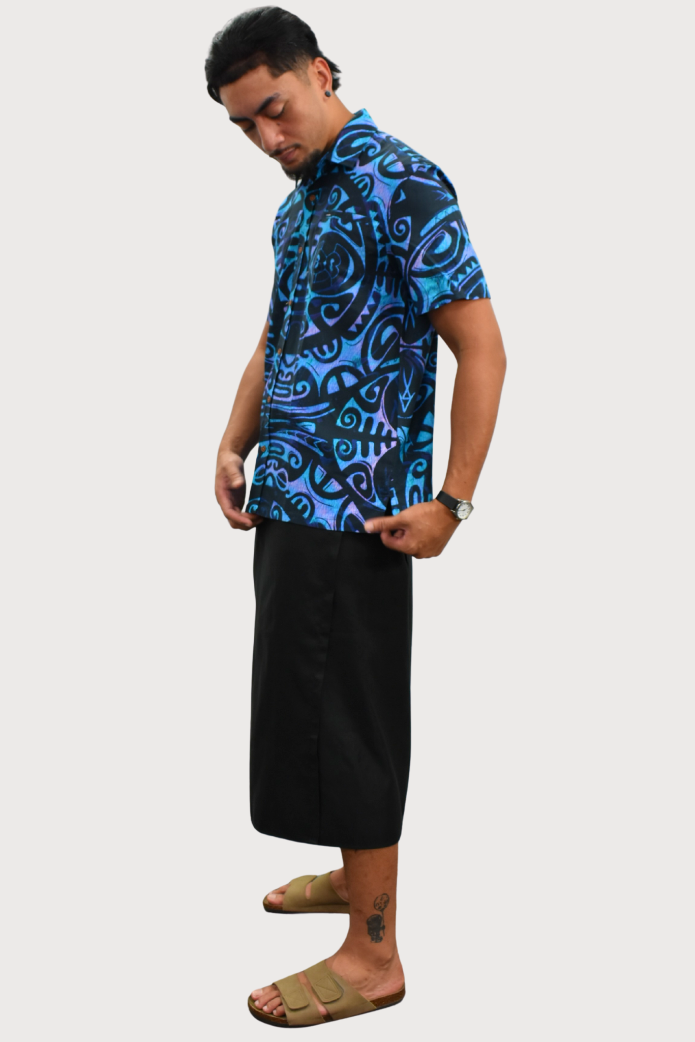 LEVI SHIRT - COLLARED BUTTON UP -  BLUE & BLACK