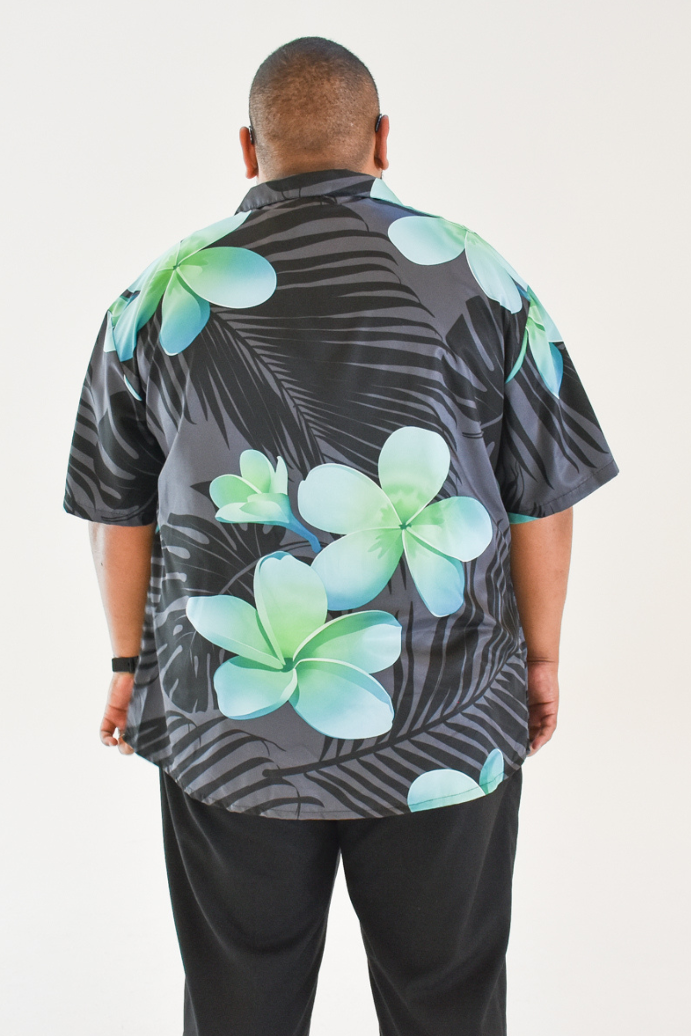 MALOSI SHIRT - COLLARED BUTTON UP SHIRT - BLACK & GREEN FLORAL PATTERN