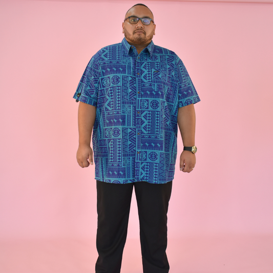Aqua Blue Collared Men Shirt