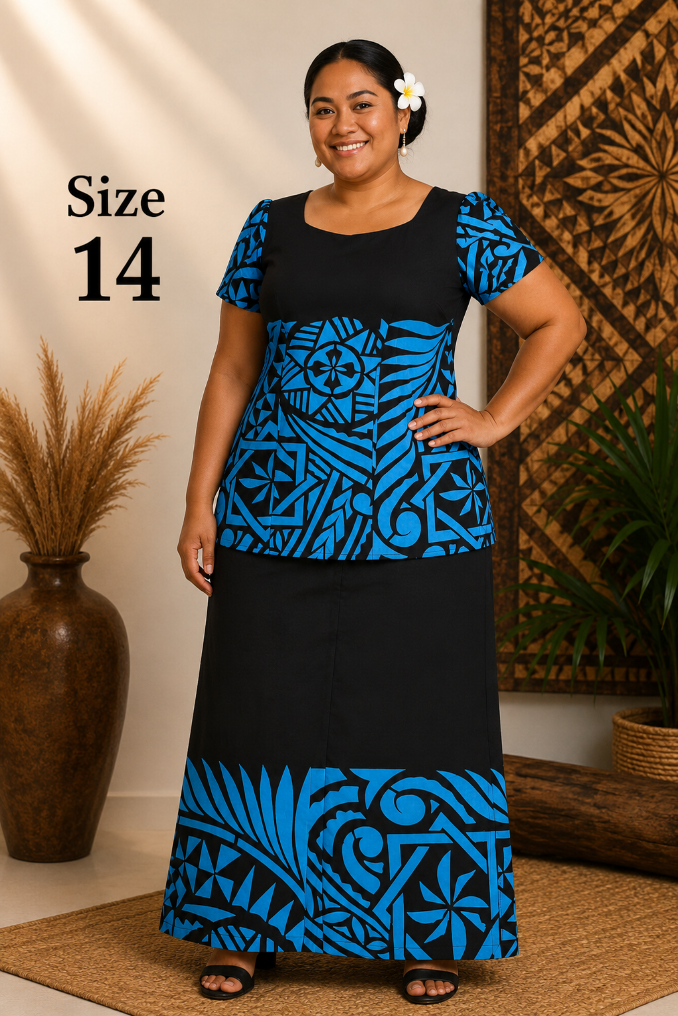 BLACK & BLUE PULETASI SIZE 14