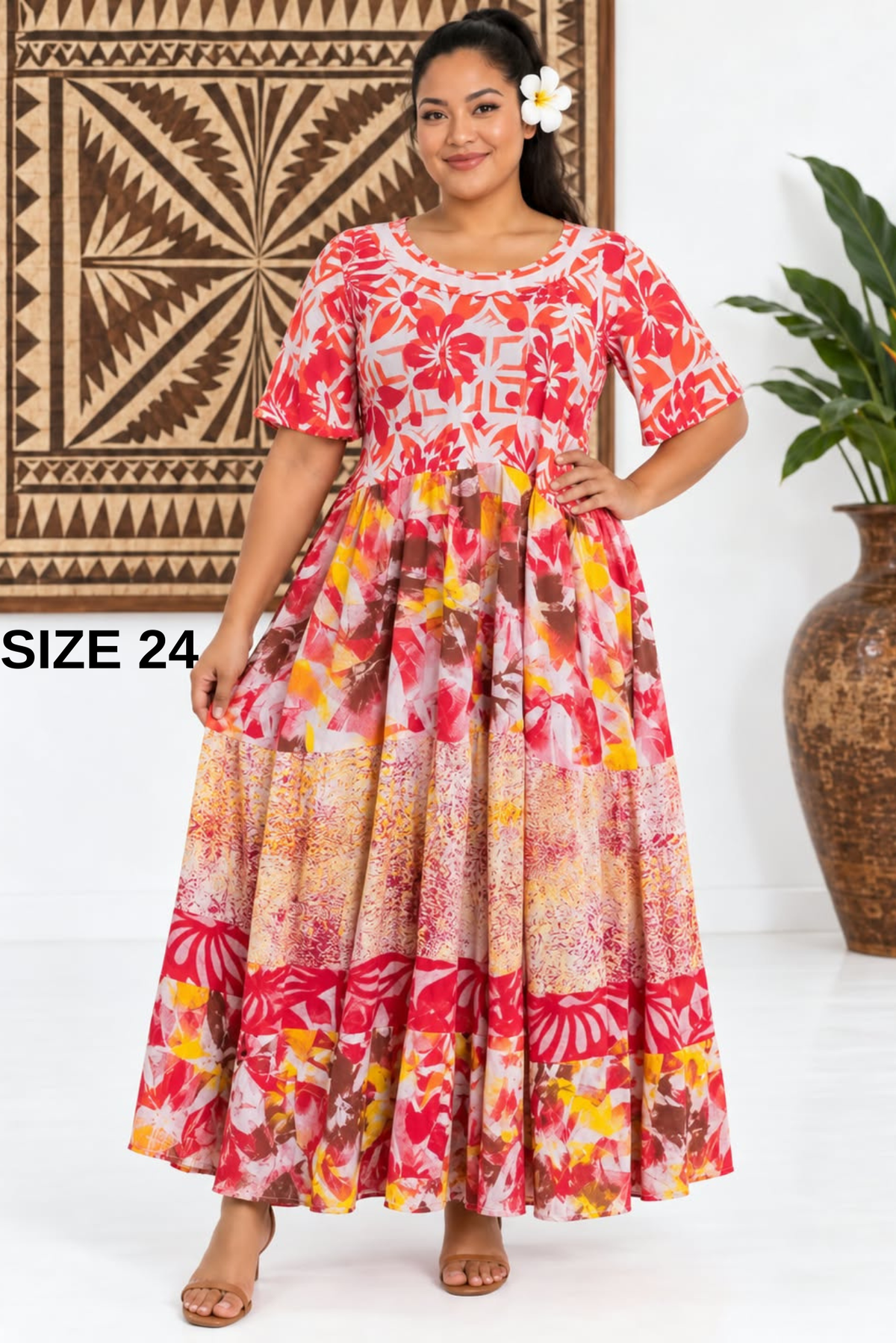 Orange & White Layered Dress Size 24