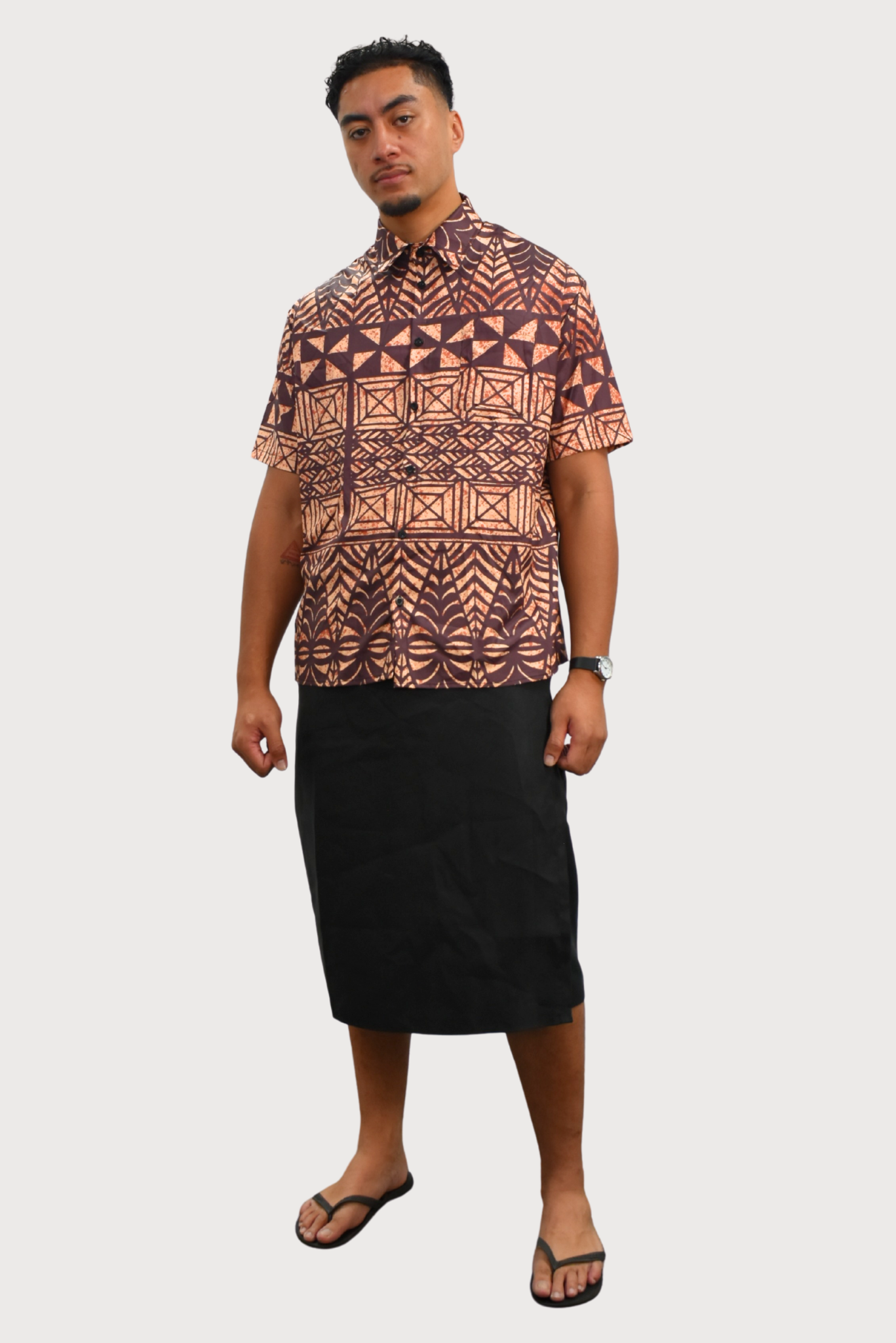 SHIRT - COLLARED BUTTON UP - BROWN