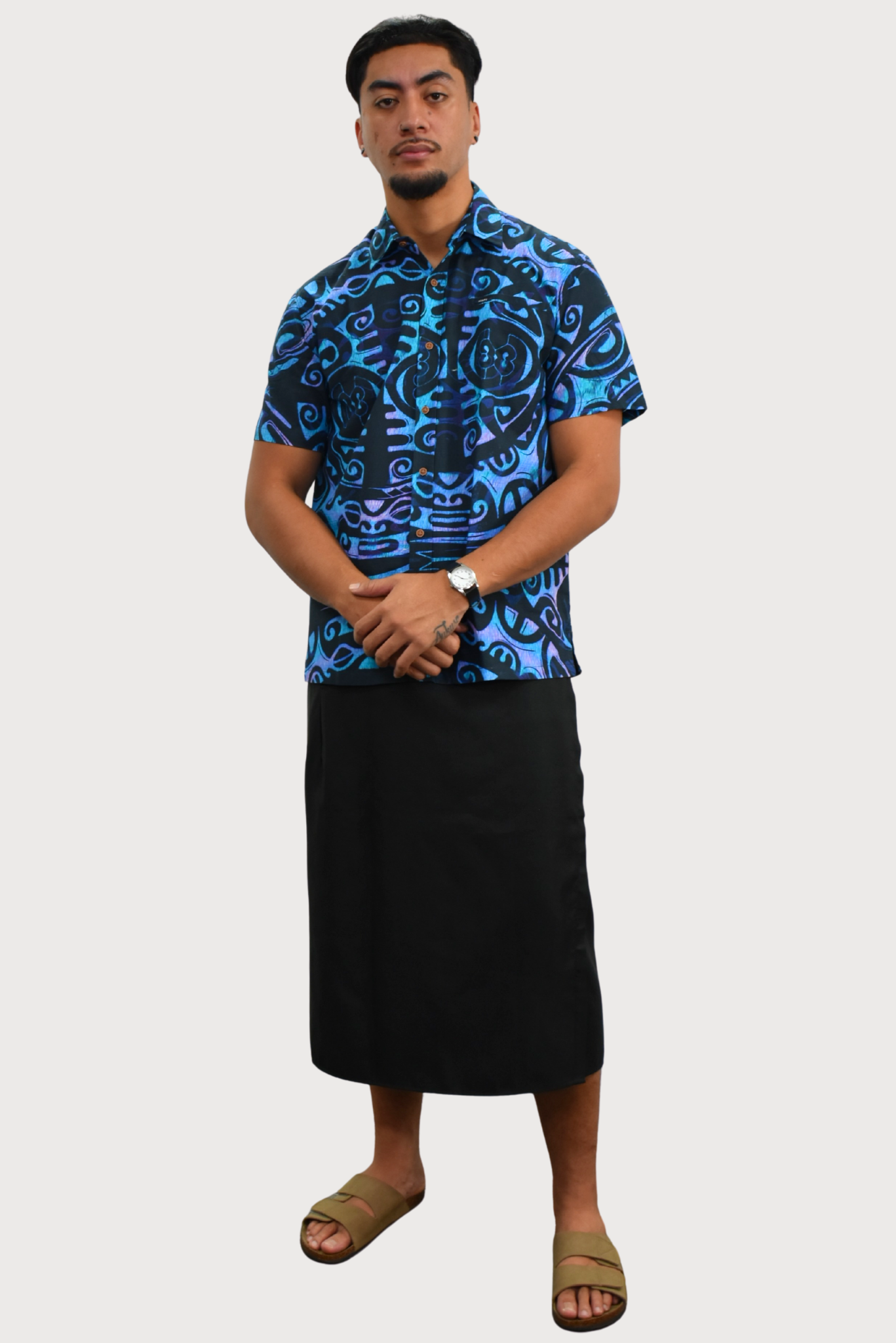 LEVI SHIRT - COLLARED BUTTON UP -  BLUE & BLACK