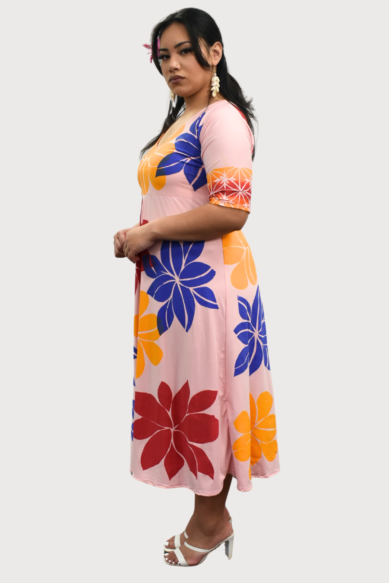 PINK FLORAL HIGHWAIST DRESS