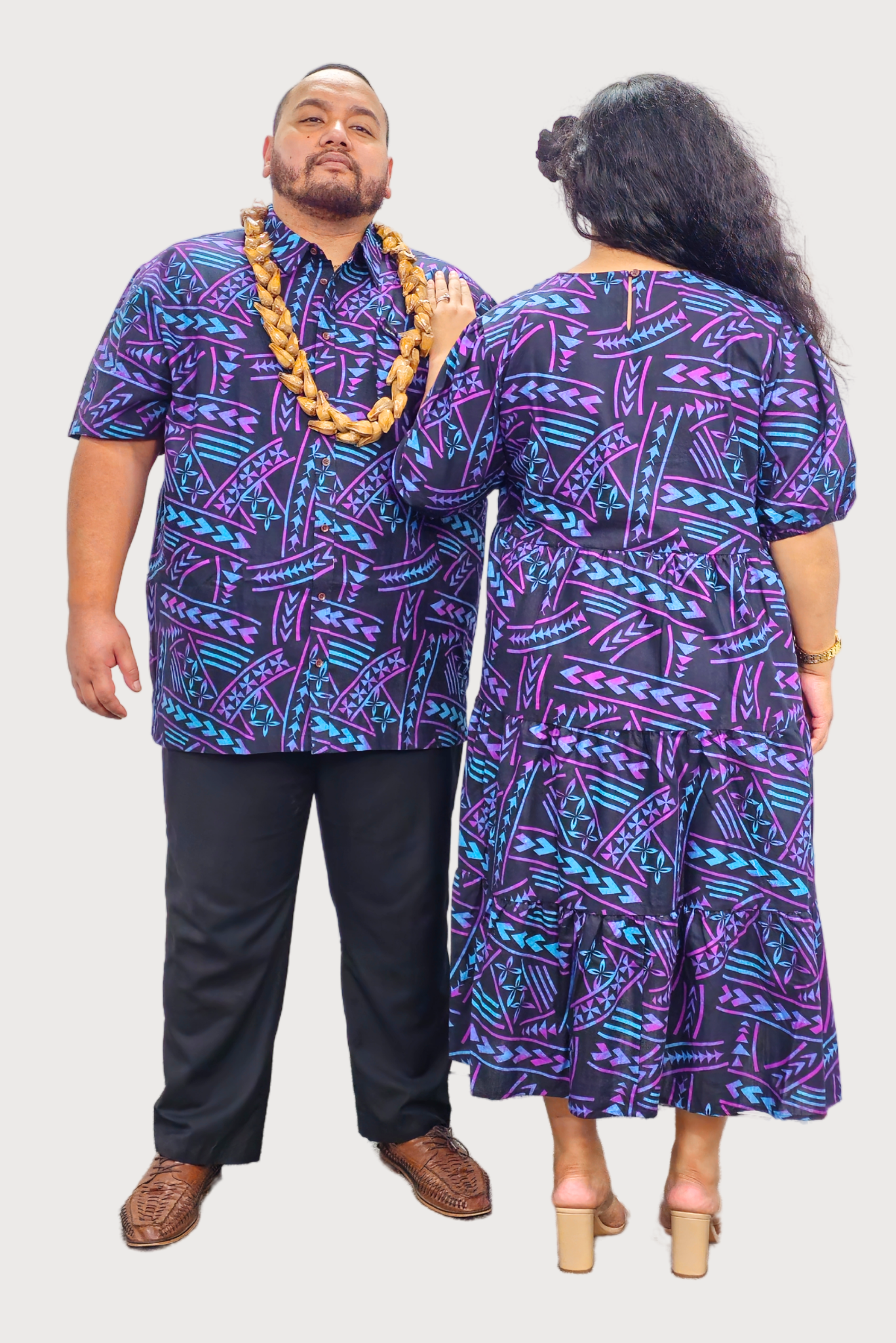 DIANA DRESS - HIGH WAIST DRESS - BLACK & PURPLE