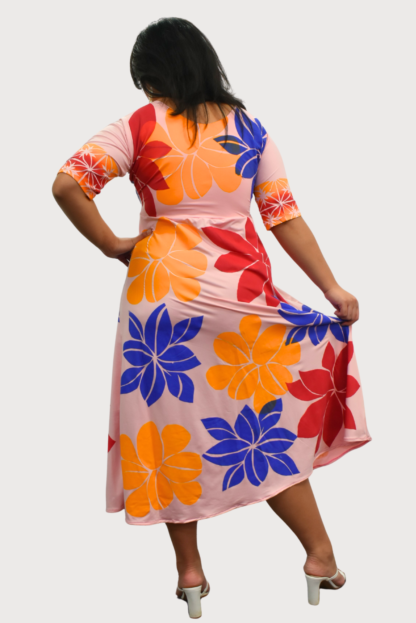 PINK FLORAL HIGHWAIST DRESS