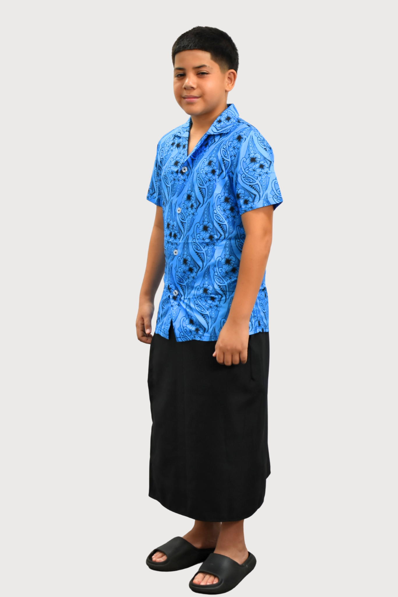 KASI BOYS SHIRT - COLLARED BUTTON UP - BLUE & BLACK